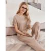 Ekouaer womens pajama sets Short Sleeve Pjs Lounge Set 2 Piece Sleepwear with Long Pants(Khaki)