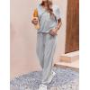 Ekouaer womens pajama sets Short Sleeve Pjs Lounge Set 2 Piece Sleepwear with Long Pants(Light Gray)