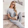 Ekouaer womens pajama sets Short Sleeve Pjs Lounge Set 2 Piece Sleepwear with Long Pants(Light Gray)