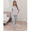 Ekouaer womens pajama sets Short Sleeve Pjs Lounge Set 2 Piece Sleepwear with Long Pants(Light Gray)