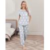 Ekouaer womens pajama sets Short Sleeve Pjs Lounge Set 2 Piece Sleepwear with Long Pants(Light Gray Star)