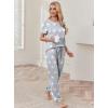 Ekouaer womens pajama sets Short Sleeve Pjs Lounge Set 2 Piece Sleepwear with Long Pants(Light Gray Star)