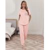 Ekouaer womens pajama sets Short Sleeve Pjs Lounge Set 2 Piece Sleepwear with Long Pants(Light Pink)