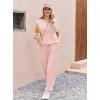 Ekouaer womens pajama sets Short Sleeve Pjs Lounge Set 2 Piece Sleepwear with Long Pants(Light Pink)