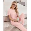 Ekouaer womens pajama sets Short Sleeve Pjs Lounge Set 2 Piece Sleepwear with Long Pants(Light Pink)