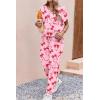 Ekouaer womens pajama sets Short Sleeve Pjs Lounge Set 2 Piece Sleepwear with Long Pants(Pink Bow)