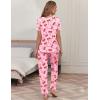 Ekouaer womens pajama sets Short Sleeve Pjs Lounge Set 2 Piece Sleepwear with Long Pants(Pink Bow)