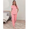 Ekouaer womens pajama sets Short Sleeve Pjs Lounge Set 2 Piece Sleepwear with Long Pants(Pink Leopard)