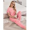 Ekouaer womens pajama sets Short Sleeve Pjs Lounge Set 2 Piece Sleepwear with Long Pants(Pink Leopard)