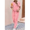 Ekouaer womens pajama sets Short Sleeve Pjs Lounge Set 2 Piece Sleepwear with Long Pants(Pink Leopard)