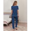 Ekouaer womens pajama sets Short Sleeve Pjs Lounge Set 2 Piece Sleepwear with Long Pants(Prussian Blue)