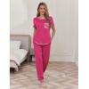 Ekouaer womens pajama sets Short Sleeve Pjs Lounge Set 2 Piece Sleepwear with Long Pants(Rose)