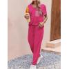 Ekouaer womens pajama sets Short Sleeve Pjs Lounge Set 2 Piece Sleepwear with Long Pants(Rose)
