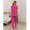 Ekouaer womens pajama sets Short Sleeve Pjs Lounge Set 2 Piece Sleepwear with Long Pants(Rose)