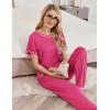 Ekouaer womens pajama sets Short Sleeve Pjs Lounge Set 2 Piece Sleepwear with Long Pants(Rose)