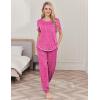 Ekouaer womens pajama sets Short Sleeve Pjs Lounge Set 2 Piece Sleepwear with Long Pants(Rose Leopard)