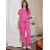 Ekouaer womens pajama sets Short Sleeve Pjs Lounge Set 2 Piece Sleepwear with Long Pants(Rose Leopard)