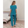 Ekouaer womens pajama sets Short Sleeve Pjs Lounge Set 2 Piece Sleepwear with Long Pants(Teal)