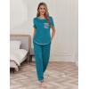 Ekouaer womens pajama sets Short Sleeve Pjs Lounge Set 2 Piece Sleepwear with Long Pants(Teal)