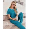 Ekouaer womens pajama sets Short Sleeve Pjs Lounge Set 2 Piece Sleepwear with Long Pants(Teal)