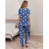 Ekouaer womens pajama sets Short Sleeve Pjs Lounge Set 2 Piece Sleepwear with Long Pants(White Floral Blue Leopard)