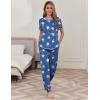 Ekouaer womens pajama sets Short Sleeve Pjs Lounge Set 2 Piece Sleepwear with Long Pants(White Floral Blue Leopard)