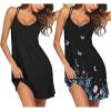Ekouaer 2 Pack Nightgowns for Women Racerback Sleeveless Night Shirt Sexy Sleep Dress Spaghetti Strap Sleepwear S-XXXL(2 Pack-black/Black Butterfly)