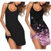 Ekouaer 2 Pack Nightgowns for Women Racerback Sleeveless Night Shirt Sexy Sleep Dress Spaghetti Strap Sleepwear S-XXXL(2 Pack-black/Cherry Blossoms)