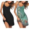 Ekouaer 2 Pack Nightgowns for Women Racerback Sleeveless Night Shirt Sexy Sleep Dress Spaghetti Strap Sleepwear S-XXXL(2 Pack-black/Green Floral)