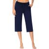 Ekouaer 2 Pack Women’s Capri Pajama Pants Printed Drawstring Comfy Pj Bottoms With Pockets(Navy Blue)