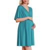Ekouaer 3 in 1 Labor and Delivery Gown for Hospital Short Sleeve Maternity Nursing Dress Nightgown Postpartum Sleepwear(Blue Green)