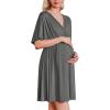 Ekouaer 3 in 1 Labor and Delivery Gown for Hospital Short Sleeve Maternity Nursing Dress Nightgown Postpartum Sleepwear(Dark Grey)