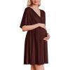 Ekouaer 3 in 1 Labor and Delivery Gown for Hospital Short Sleeve Maternity Nursing Dress Nightgown Postpartum Sleepwear(Dark Red)