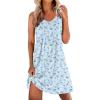 Ekouaer Nightgowns for Women Sleeveless Sleep Shirt Tank Night Gown V Neck Chemise Pleated Night Shirt Soft Sleep Dress(Floral Blue)