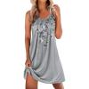 Ekouaer Nightgowns for Women Sleeveless Sleep Shirt Tank Night Gown V Neck Chemise Pleated Night Shirt Soft Sleep Dress(Gray Floral)