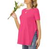 Ekouaer Women’s Maternity Shirts Short Sleeve Pregnancy Tops Blouses Split Side Casual Crewneck Pregnant Tunic Tee(Hot Pink)