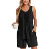 Ekouaer Womens Sleeveless Pajamas Set Cotton Pj Sets Tank Top and Shorts Sleepwear Summer 2 Piece Loungewear S-XXL(Black)