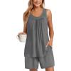 Ekouaer Womens Sleeveless Pajamas Set Cotton Pj Sets Tank Top and Shorts Sleepwear Summer 2 Piece Loungewear S-XXL(Dark Gray)