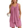 Ekouaer Womens Sleeveless Pajamas Set Cotton Pj Sets Tank Top and Shorts Sleepwear Summer 2 Piece Loungewear S-XXL(Gray Pink)