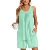 Ekouaer Womens Sleeveless Pajamas Set Cotton Pj Sets Tank Top and Shorts Sleepwear Summer 2 Piece Loungewear S-XXL(Ice Green)