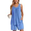 Ekouaer Womens Sleeveless Pajamas Set Cotton Pj Sets Tank Top and Shorts Sleepwear Summer 2 Piece Loungewear S-XXL(Light Blue)