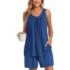 Ekouaer Womens Sleeveless Pajamas Set Cotton Pj Sets Tank Top and Shorts Sleepwear Summer 2 Piece Loungewear S-XXL(Navy Blue)