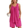 Ekouaer Womens Sleeveless Pajamas Set Cotton Pj Sets Tank Top and Shorts Sleepwear Summer 2 Piece Loungewear S-XXL(Rose Red)