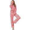 Ekouaer Women’s Waffle Knit Pajama Sets Comfy Long Sleeve Lounge Sets 2 Piece Matching Pj Sets with Pockets(Red Heart)