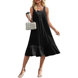 Ekouaer Cotton Nightgowns for Women Long Sleeveless Nightgown Victorian Sleep Dress with Pockets Night Shirt Lounge Dress(Black)