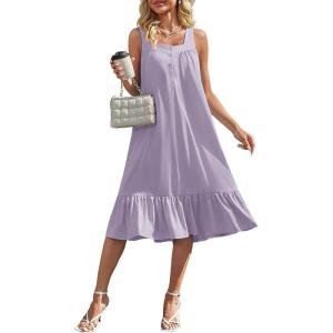 Ekouaer Cotton Nightgowns for Women Long Sleeveless Nightgown Victorian Sleep Dress with Pockets Night Shirt Lounge Dress(Light Purple)