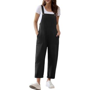 Ekouaer Overalls for Women Baggy Bib Jumpers Casual Sleeveless Jumpsuits One Piece Long Pant Rompers with Pockets 2026(Black)