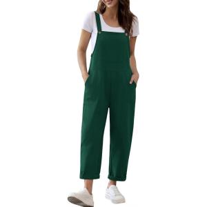 Ekouaer Overalls for Women Baggy Bib Jumpers Casual Sleeveless Jumpsuits One Piece Long Pant Rompers with Pockets 2026(Lake Green)