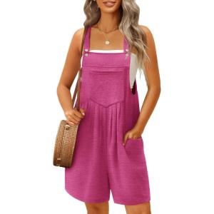 Ekouaer Overalls for Women Summer Rompers Short Jumpsuits Flowy Loose Fit Casual Beach Outfits with Pockets(Rose-1)