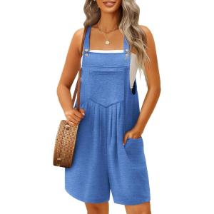Ekouaer Overalls for Women Summer Rompers Short Jumpsuits Flowy Loose Fit Casual Beach Outfits with Pockets(Royal Blue-1)